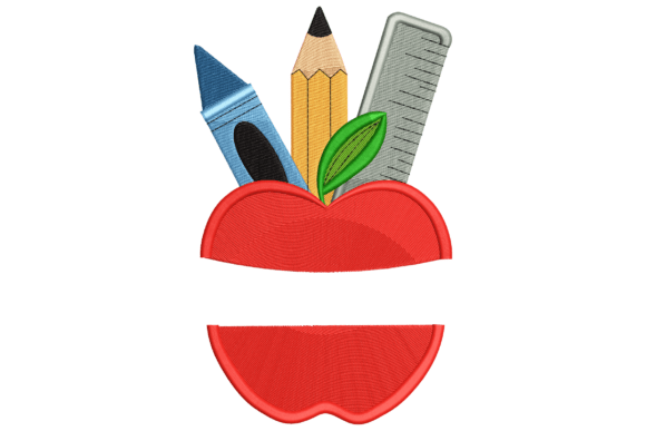 Apple with School Supplies Embroidery Review