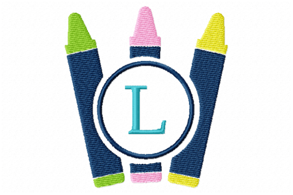 Crayons Frame Monogram Letter L Embroidery Review