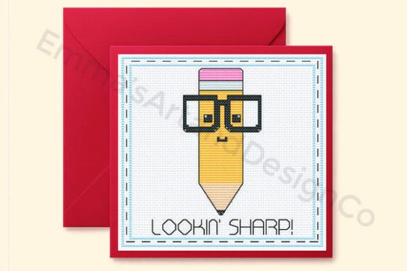 Lookin Sharp, School Cross Stitch Card