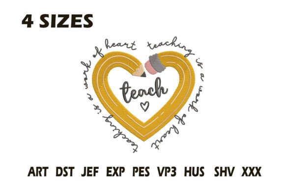 Teacher Pencil Heart Embroidery Review for Craft Fairs